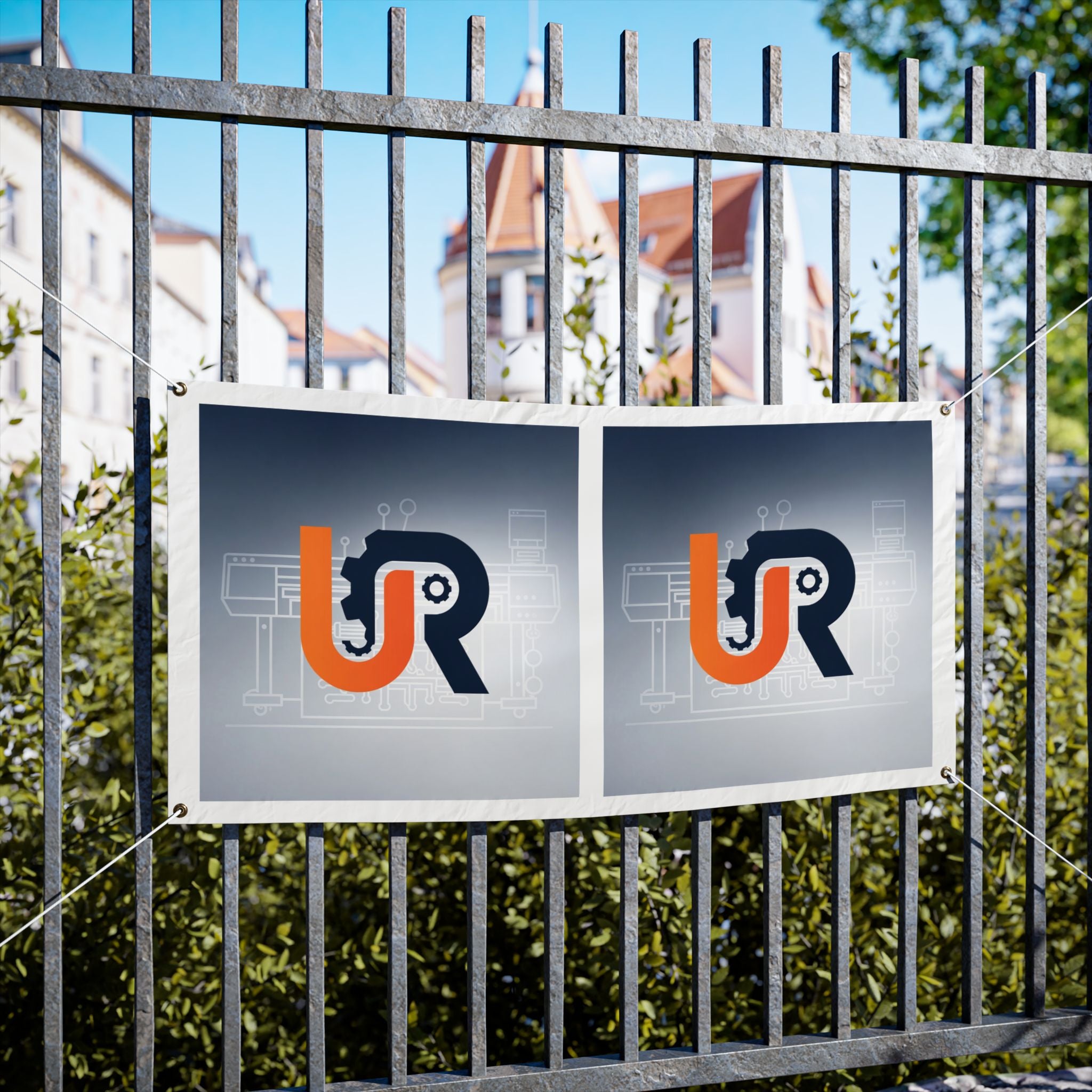 Custom Double-Sided Vinyl Banner with UR Logo — Outdoor Event & Fence Sign