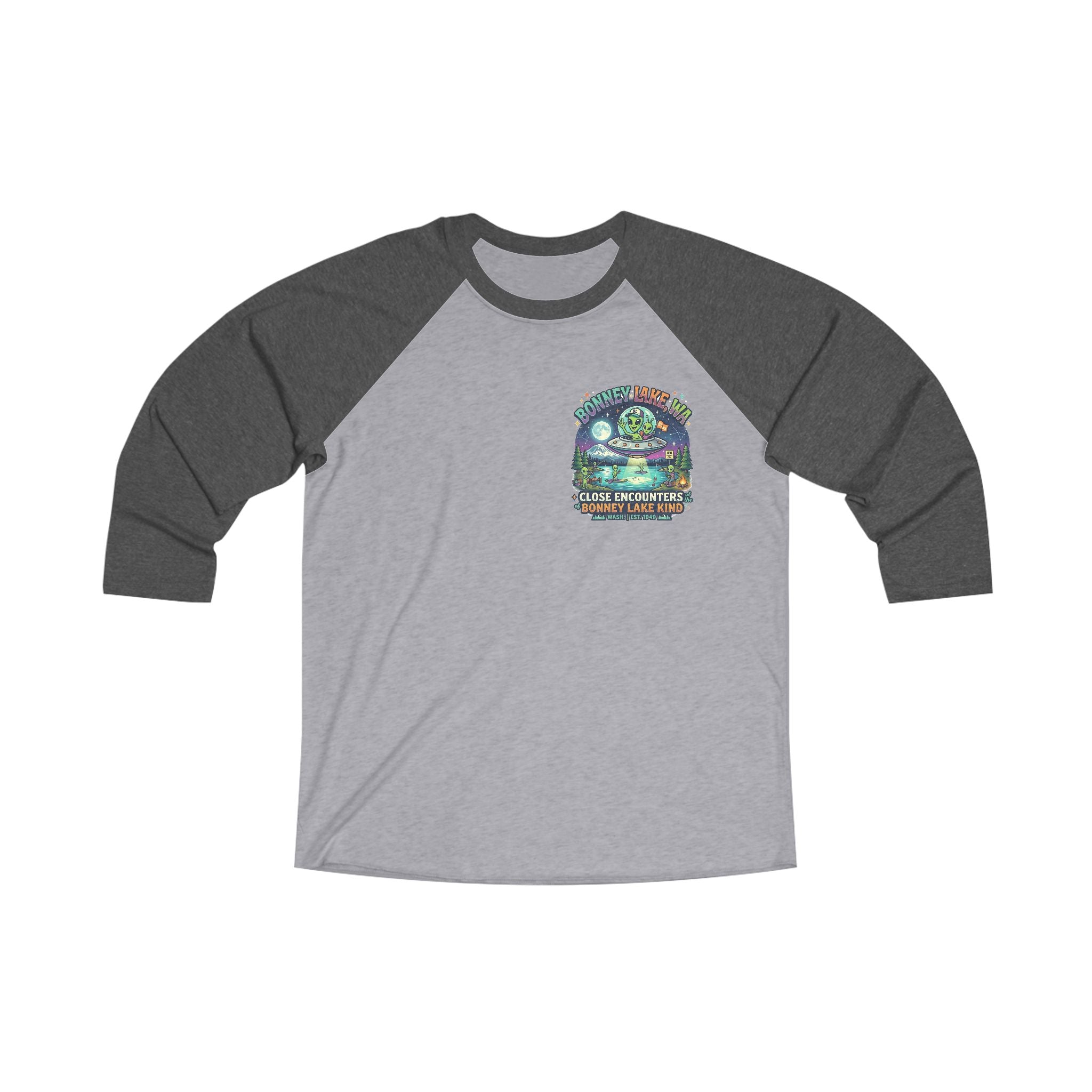 Copy of Bonney Lake WA Raglan Tee — “Close Encounters” UFO Graphic 3/4 Sleeve