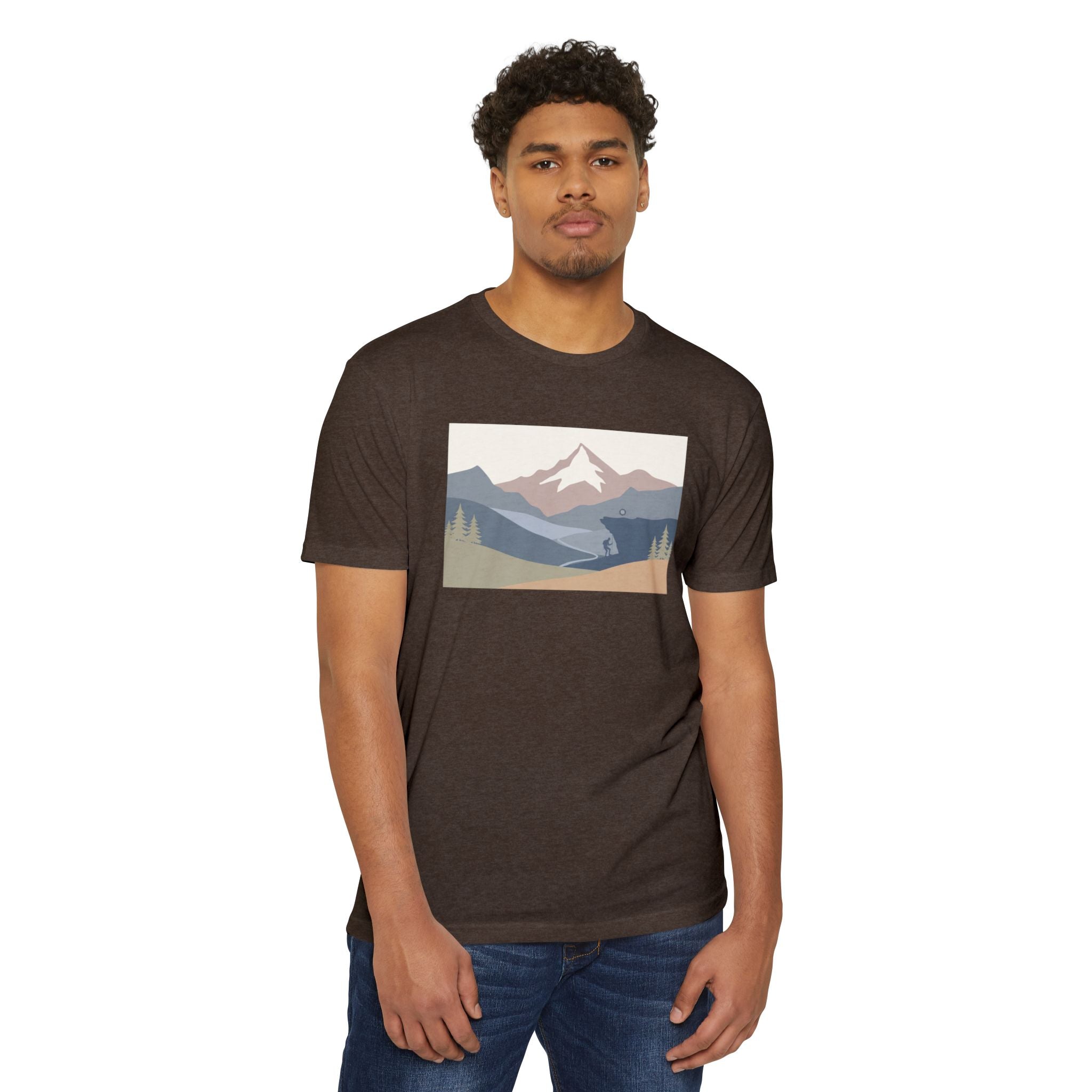 Mountain Landscape T-Shirt — Minimal Neutral Outdoor Scenic Tee